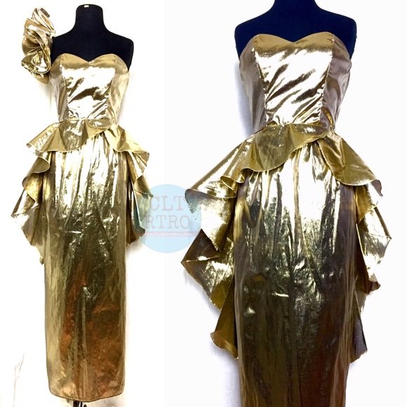 gold lame dress 80s